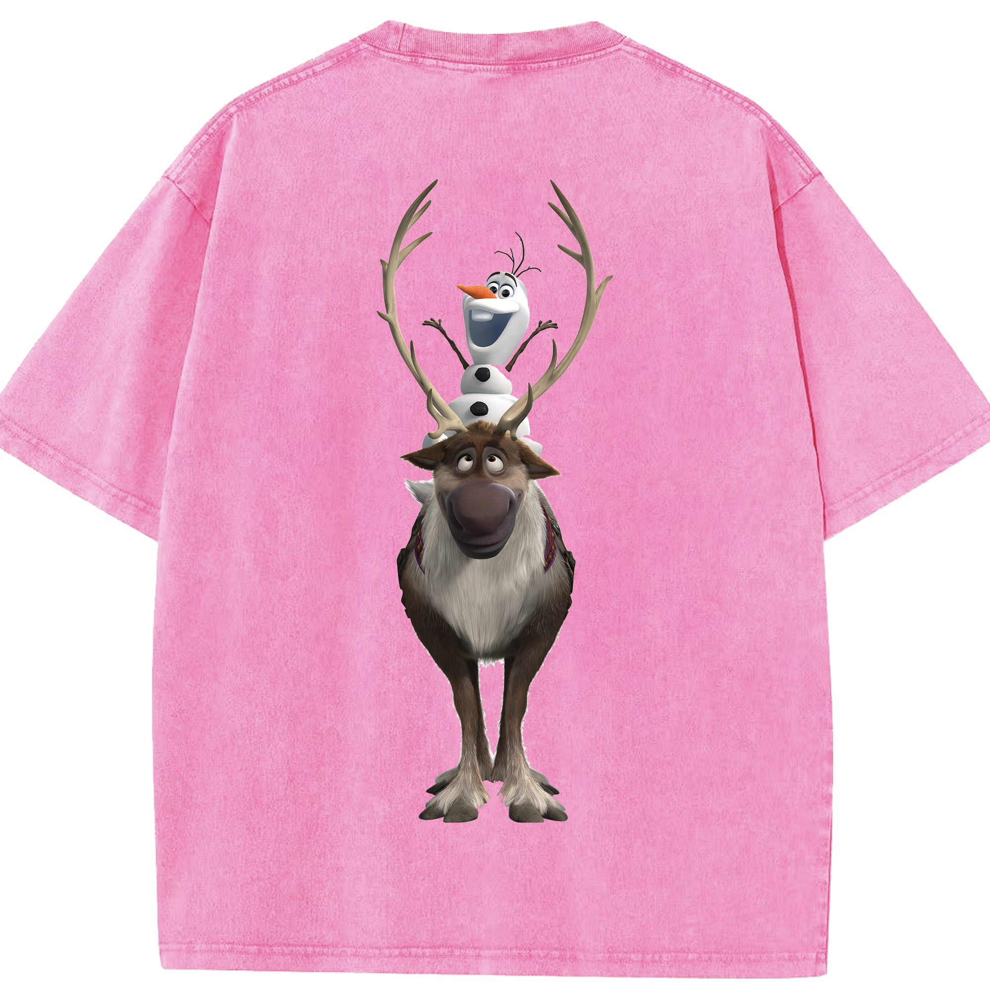 （画像用） アナと雪の女王 アンナ エルサ Frozen Anna Elsa 綿100% ヴィンテージ風 半袖Tシャツ（背面プリント）